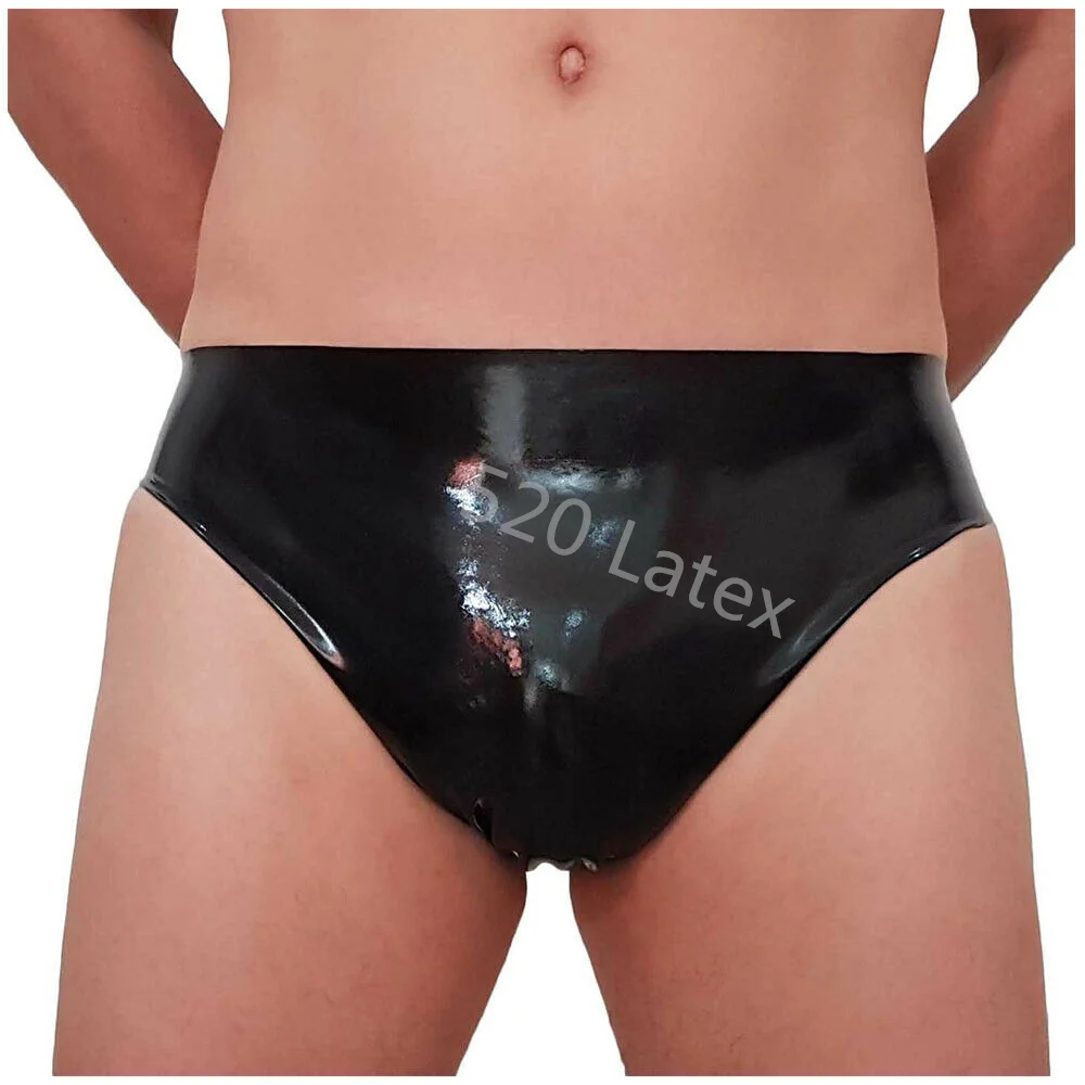 Seamless Red / Black Latex Men\'s sexy Underwear brief with Unique Crotch style