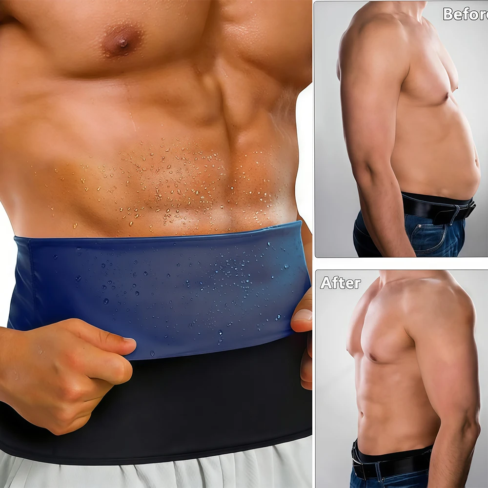 1Pcs Sauna Slimming Belt Waist Trimmer for Men, Neoprene-Free Waist Cincher, Sweat Workout Shaper Belly Fat Burner Wrap