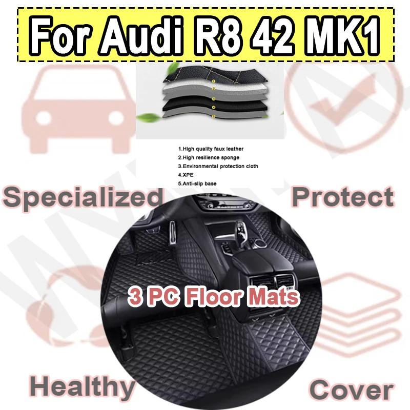 

Роскошные автомобильные коврики для Audi R8 42 MK1 2006 ~ 2015 Автоматический напольный коврик Роскошный кожаный водонепроницаемый коврик для защиты от грязи Набор ковриков для салона автомобиля