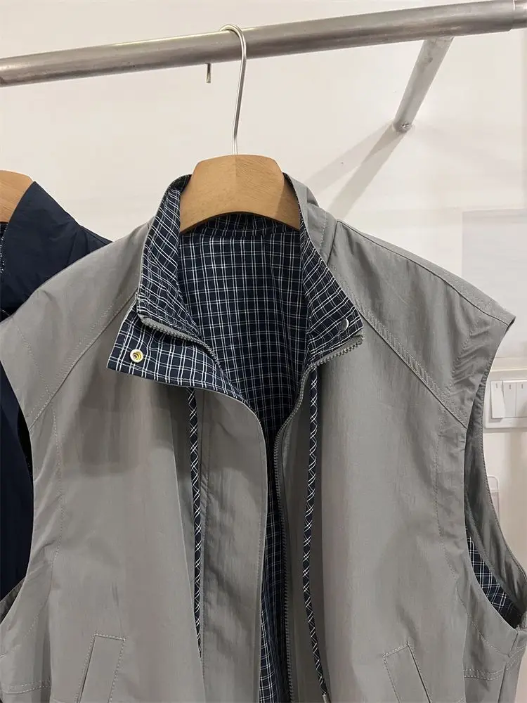 سترات صوفية فضفاضة باللون الرمادي على الطراز الكوري سترة منقوشة على الموضة غير رسمية معطف نسائي لخريف 2025 قطع علوية سوداء من Chaleco Mujer