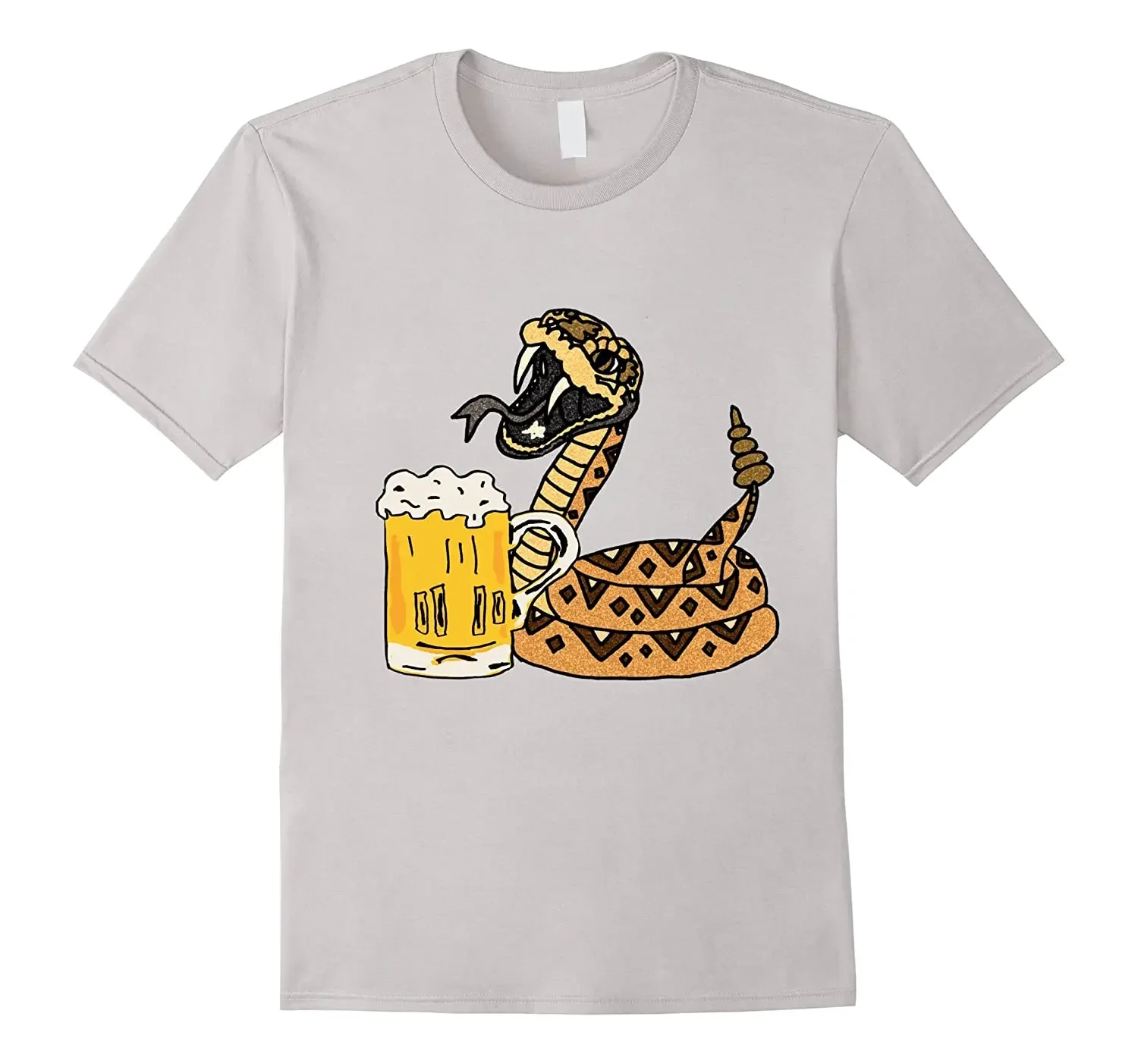 Funny Rattlesnake Drinking Beer T-Shirt. Summer Cotton Short Sleeve O-Neck Mens T Shirt New S-3XL