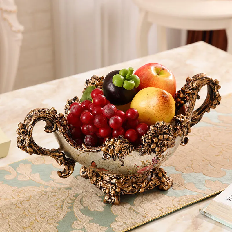 European Fruit Plate Creative Household Fruit Plate Retro Style Living Room Coffee Table Resin Dried Fruit Tray Ornaments