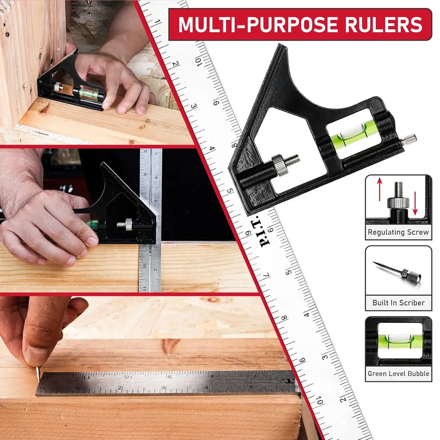 300/600mm Stainless steel T Protractor Level Measure Measuring ruler Adjustable sliding combination Square Square Ruler Set