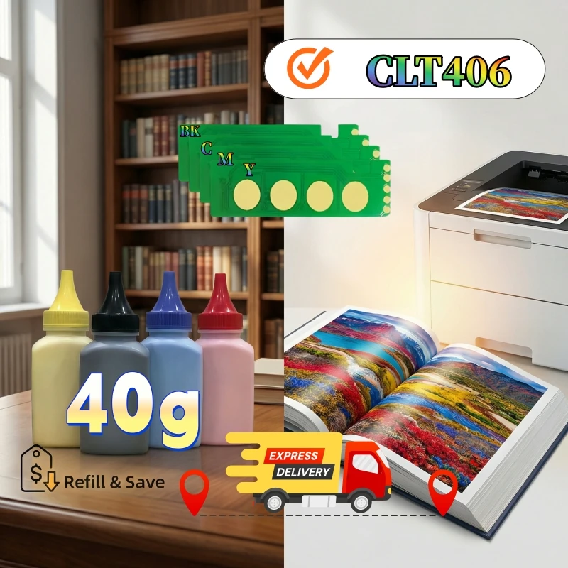 

Тонер-порошок с чипом CLT406 CLT-406S CLT 406 CLT-K406S CLT-C406S для Samsung CLP360 CLP 365 C410W C460W C460FW CLX3305 CLX 3300