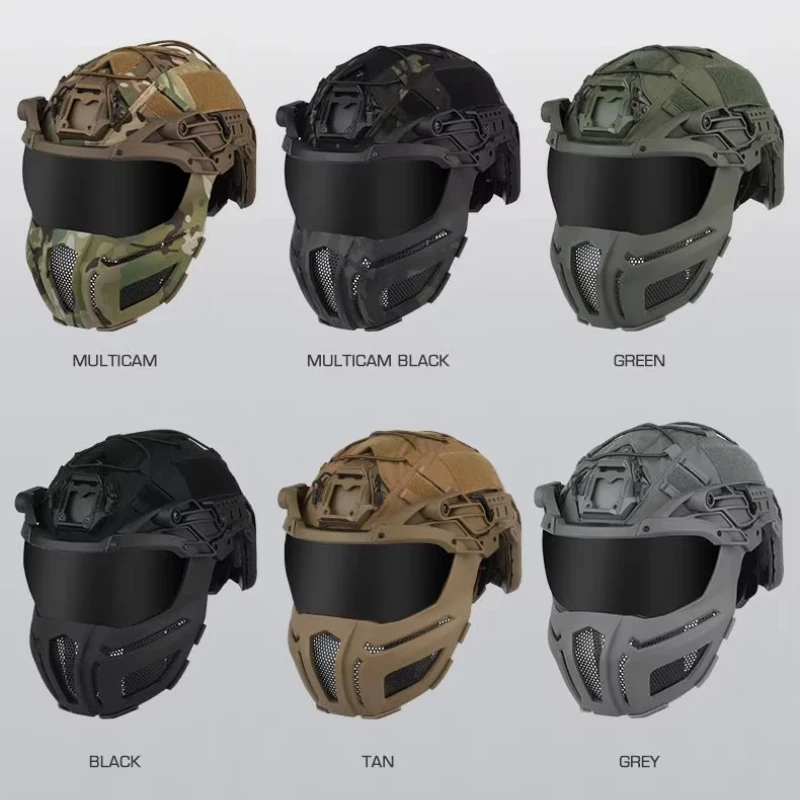 CE Self Defense Full Protection CSCamouflage Green Safety Face Mask Tactical Fast Helmet with Outdoor Protective Helme Visor