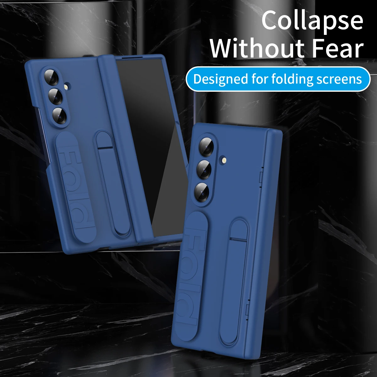 Oryginalne etui na telefon Samsung Galaxy Z Fold 7 6 5 4 8, ochronne etui z podstawką i folią ochronną na ekran, silikonowe etui Z Fold6 z uchwytem. — zdjęcie produktu 5