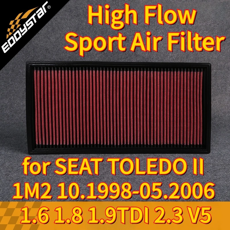 

Спортивный воздушный фильтр с высоким расходом для SEAT TOLEDO II 1M2 10.1998-05.2006 1,6 1,8 1,9TDI 2,3 V5, моющиеся гоночные впускные фильтры