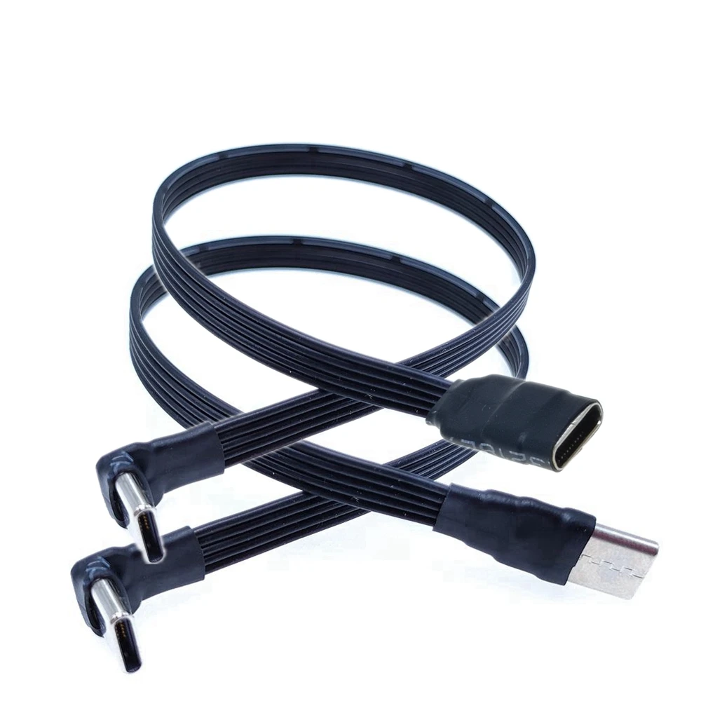 Płaski silikonowy kabel TYPE-C Przedłużacz typu C do kabla adaptera kolankowego USB-C Podwójny elastyczny kabel taśmowy Kabel PD Kabel do ładowania — zdjęcie produktu 3
