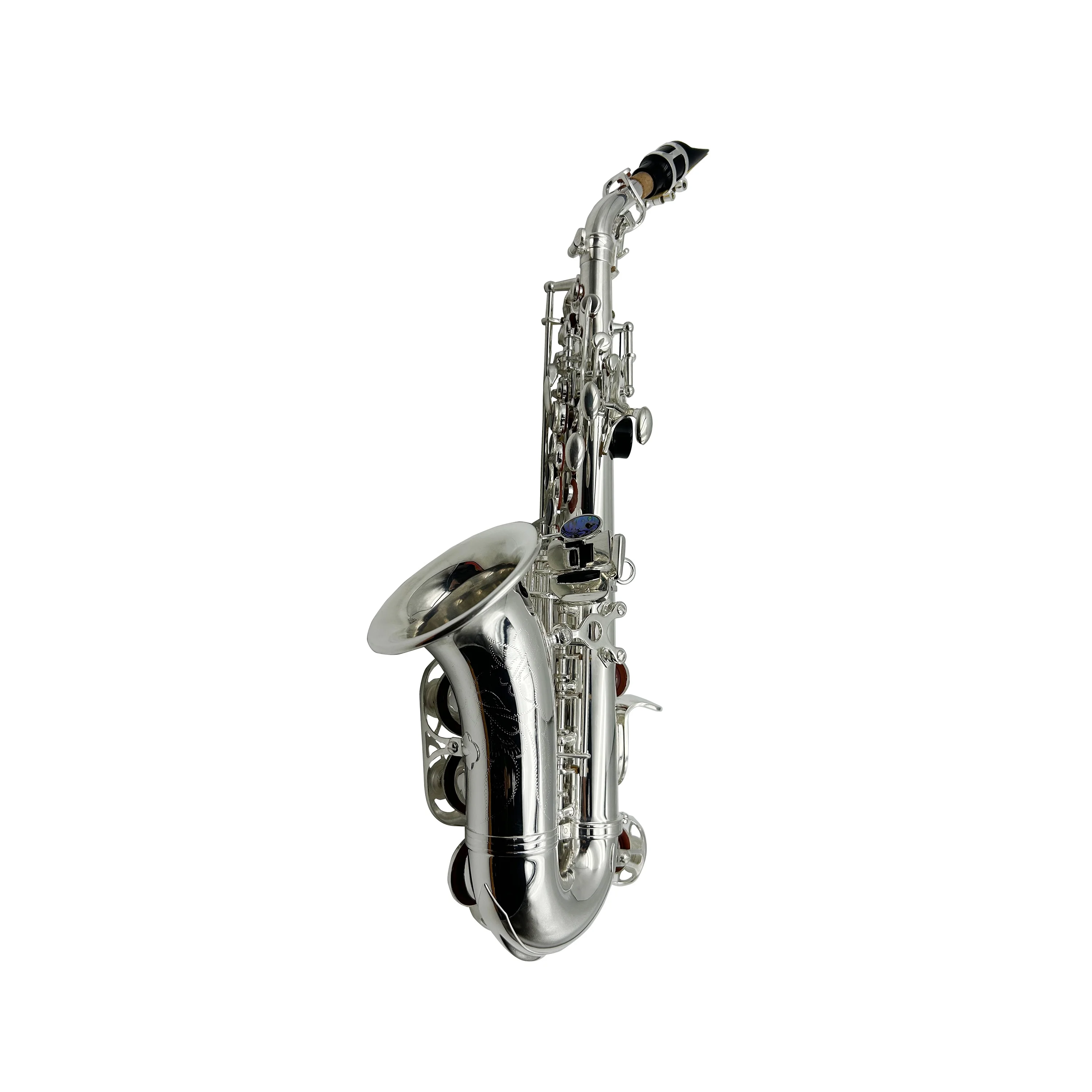 

Professional Silver Curve Bell Brass Body BB Tone Soprano Saxophone JYSS100S Woodwind Instrument For Musicians For Sale