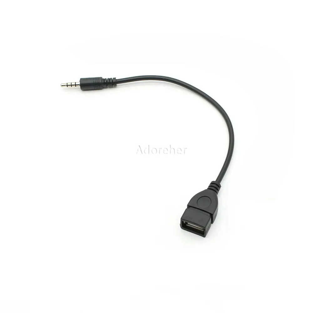 Adaptateur de lecteur flash USB pour haut-parleur MP3 de voiture, disque U, convertisseur de clé USB, prise audio AUX 3.5, convertisseur de câble, 2.0