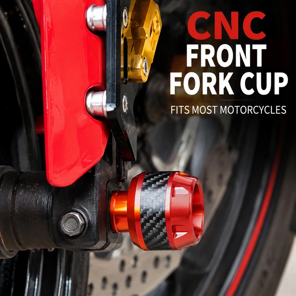 Motorbike Front Fork Anti‑Crash Slider Cup,Colorful CNC Aluminum Carbon Fiber Look Protector for Electric Scooter Mod Accessorie