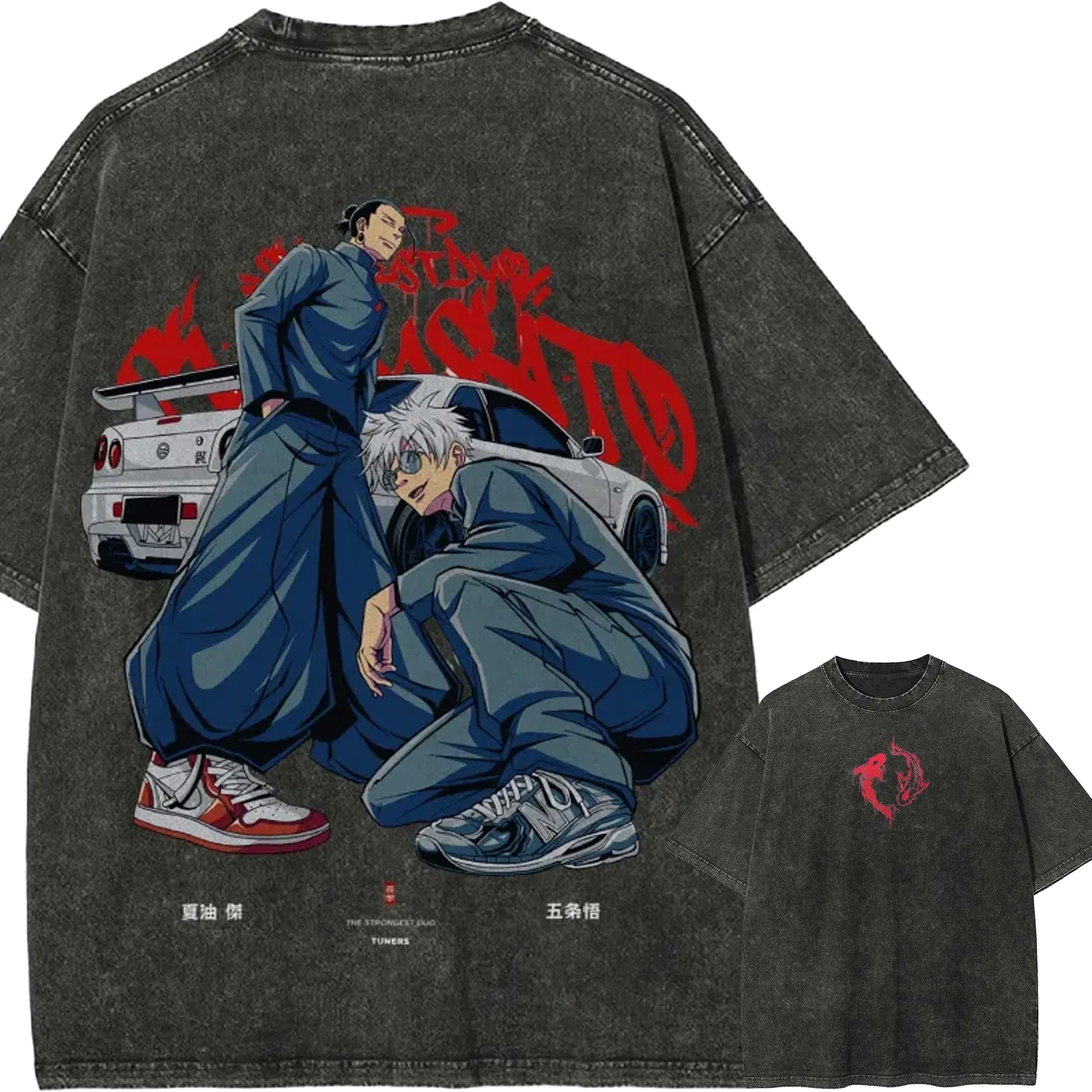 

Jujutsu Kaisen Sukuna T Shirt Ryomen Sukuna Metal Graphic Tee Acid Wash Red Typography Sukuna Manga Streetwear Clothing