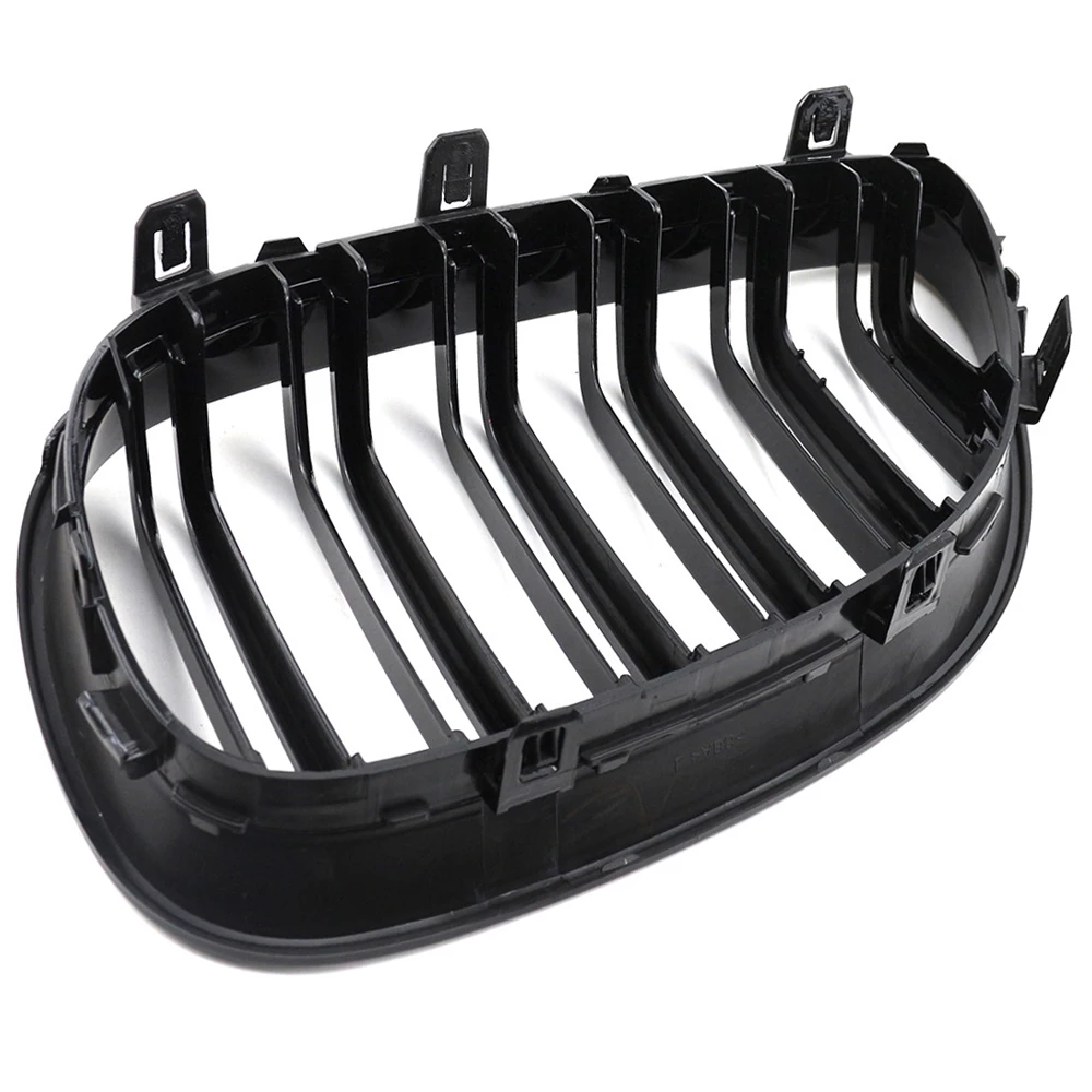 Glanz Schwarz Doppel Lamellen Front Stoßstange Niere Grill für 5 Serie M5 E60 E61 525i 528i 530i 535i 540i 545i 550i 2004-2009