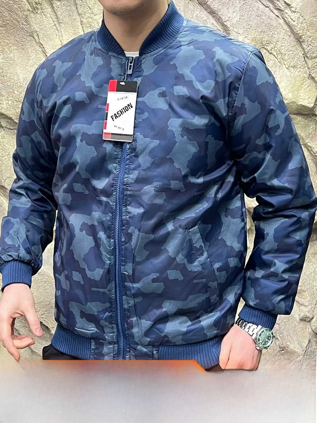 Outdoor Men's Cotton Jacket Camouflage Print Baseball Collar Waterproof Coating Autumn Winter Warm Long Sleeve Standard Fit