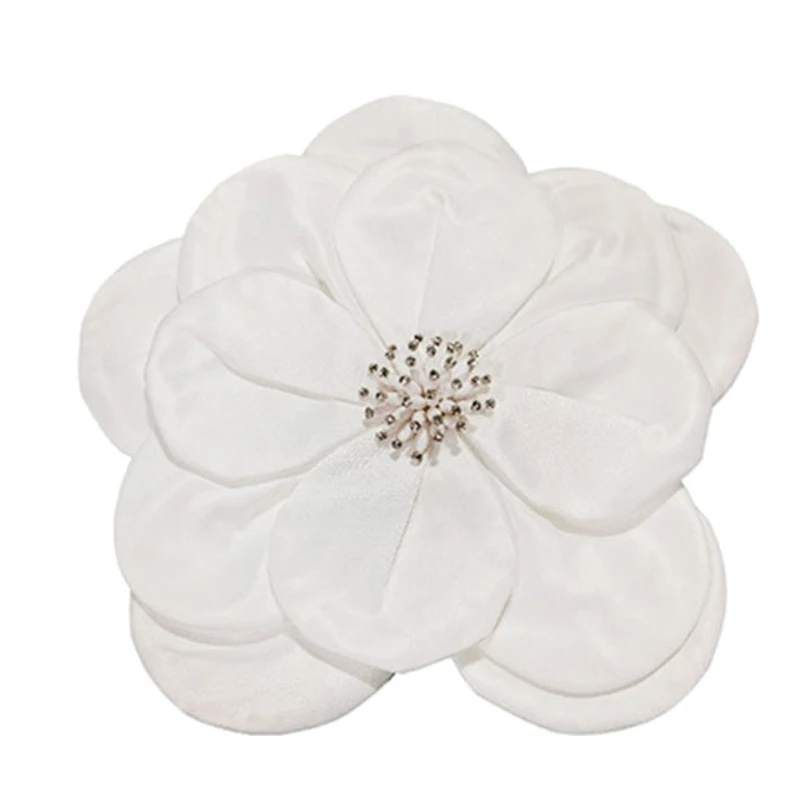 Large Floral Lapel Pin Multi Layer Soft Fabric Flower Brooch Stylish Breastpin Dropship