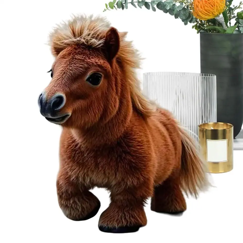 Fashion Plush Robot Horse Toy Interactive Walking Electronic Moving Doll Tail Wagging Smart Horse Chilren