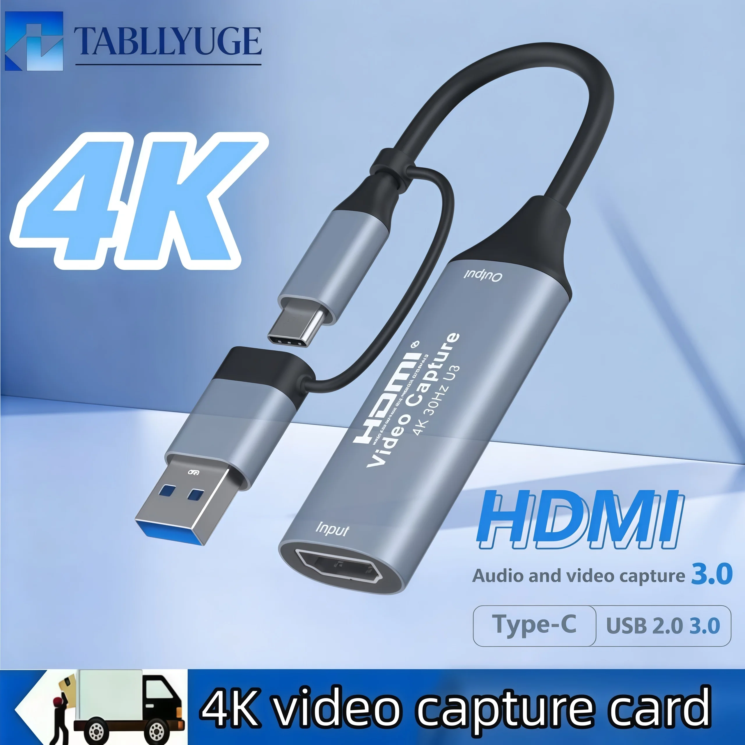 Video Capture Card HDMI to USB/USB-C Stream Capture Card 1080P 60fps for Game Recording Works with Windows Quest 3 Switch OBS PS