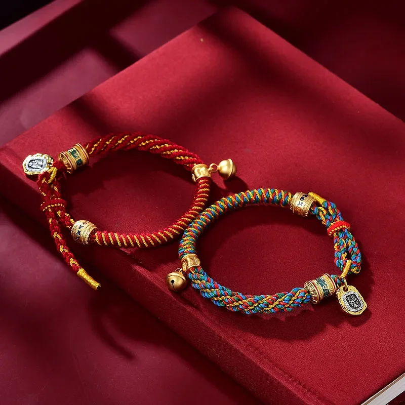 Tibetan Hand Rope Bracelet New Corn Knot Pattern Gawu Box Hand Rubbing Cotton Bracelet Finished Hand-woven Tibetan Ethnic Rope