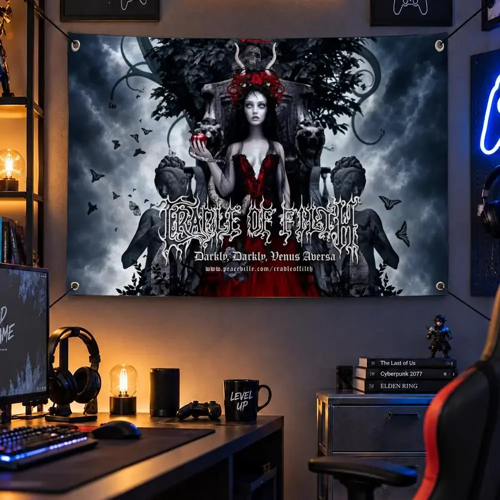 Band C-Cradle Of Filth Flags Personalized Flag Room Dorm Camping Picnic Garage Bar Indoor Outdoor Wall Decor