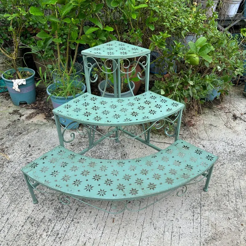 Wrought iron flower stand outdoor garden floor-to-ceiling flower pot stand ladder multi-layer shelf