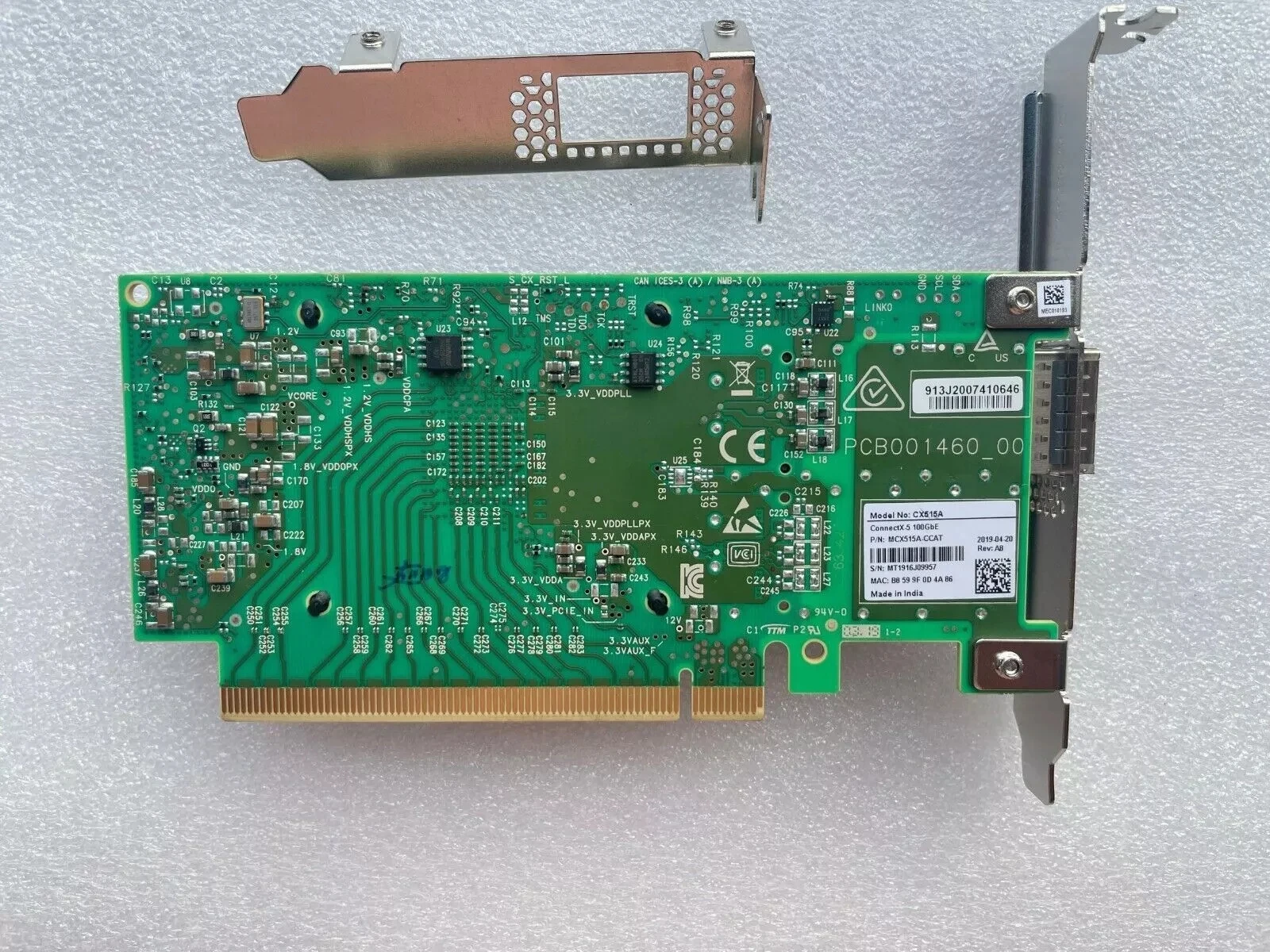 MCX515A-CCAT 멜라녹스 커넥트X-5 100GbE QSFP28 1포트 PCIe 어댑터 카드 CX515A