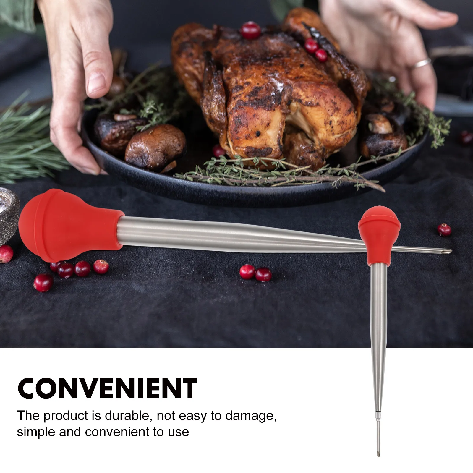 

1 set Turkey Needle Injector Meat Sauce Tool Large Silicone Pump BBQ Cooking Marinade Seasoning Food Kitchen Utensil