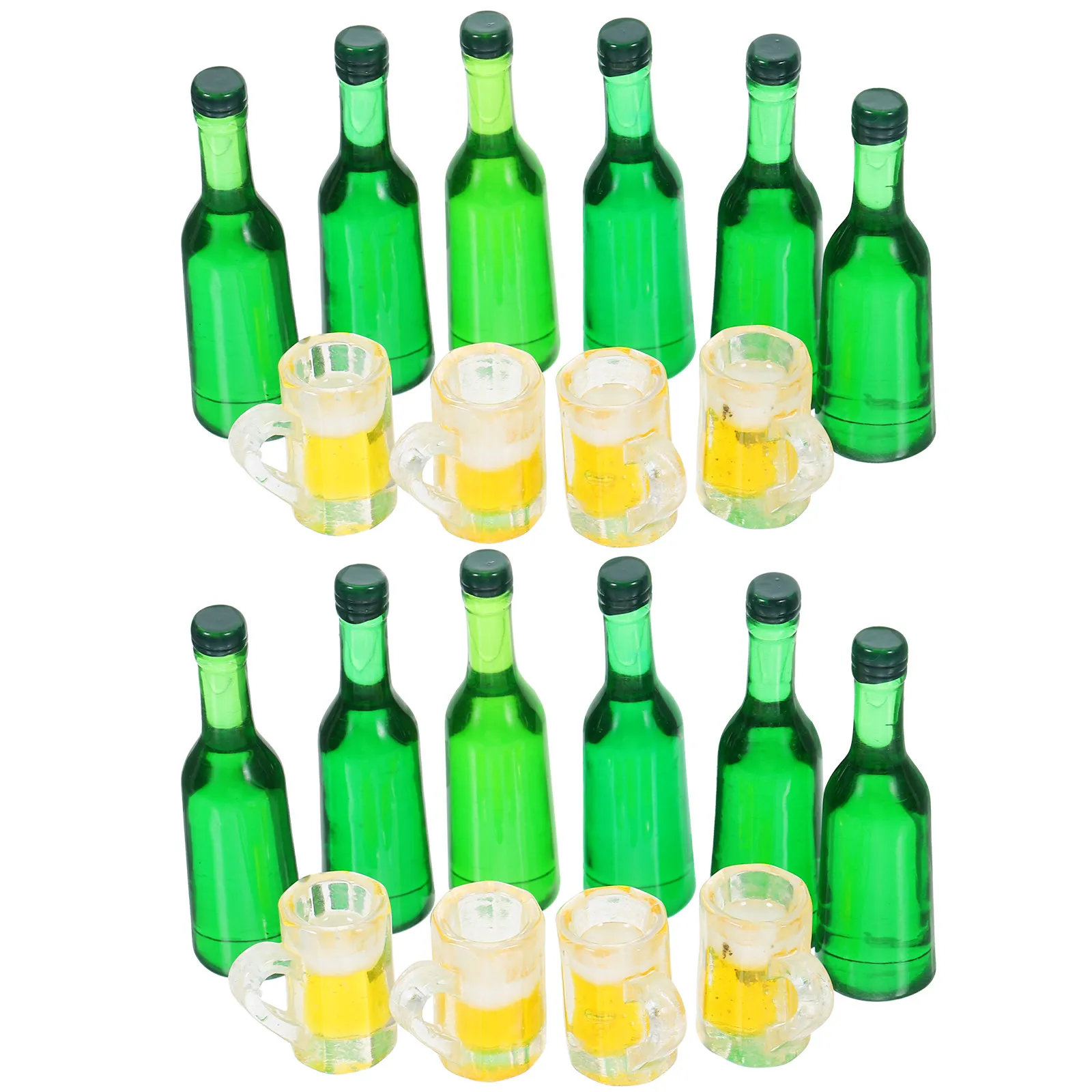 

2Set Miniature Beer Bottles Set Cute Texture Mini Beer Mugs Decorative Props Resin Beverage Cup