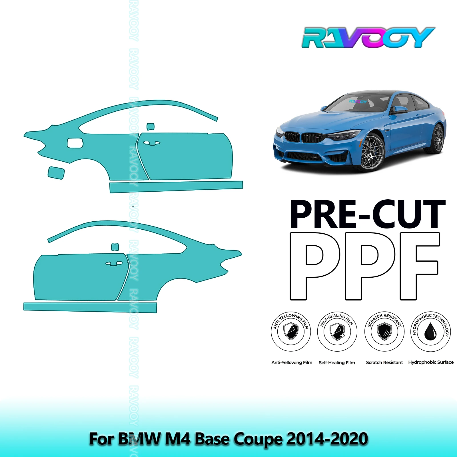 

Для BMW M4 Base Coupe 2014-2020 8,5 мил прозрачный матовый предварительно вырезанный комплект PPF для дверей и стойки A/B, набор защитной пленки для краски из ТПУ
