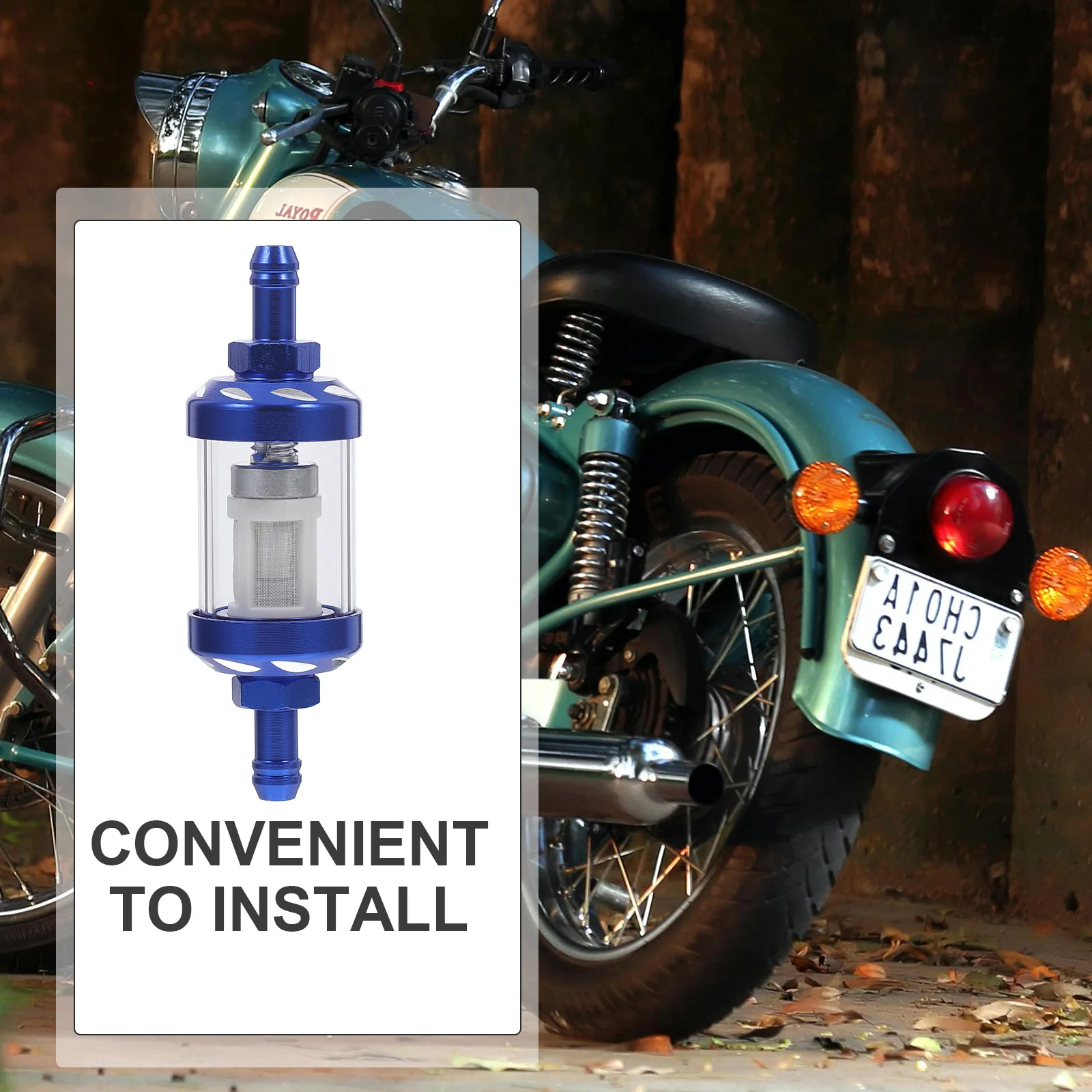 

For Motorcycle Scooter Inline Fuel Filter Replacement Motorbike Petrol Filter Aluminum Glass Efficient Engine