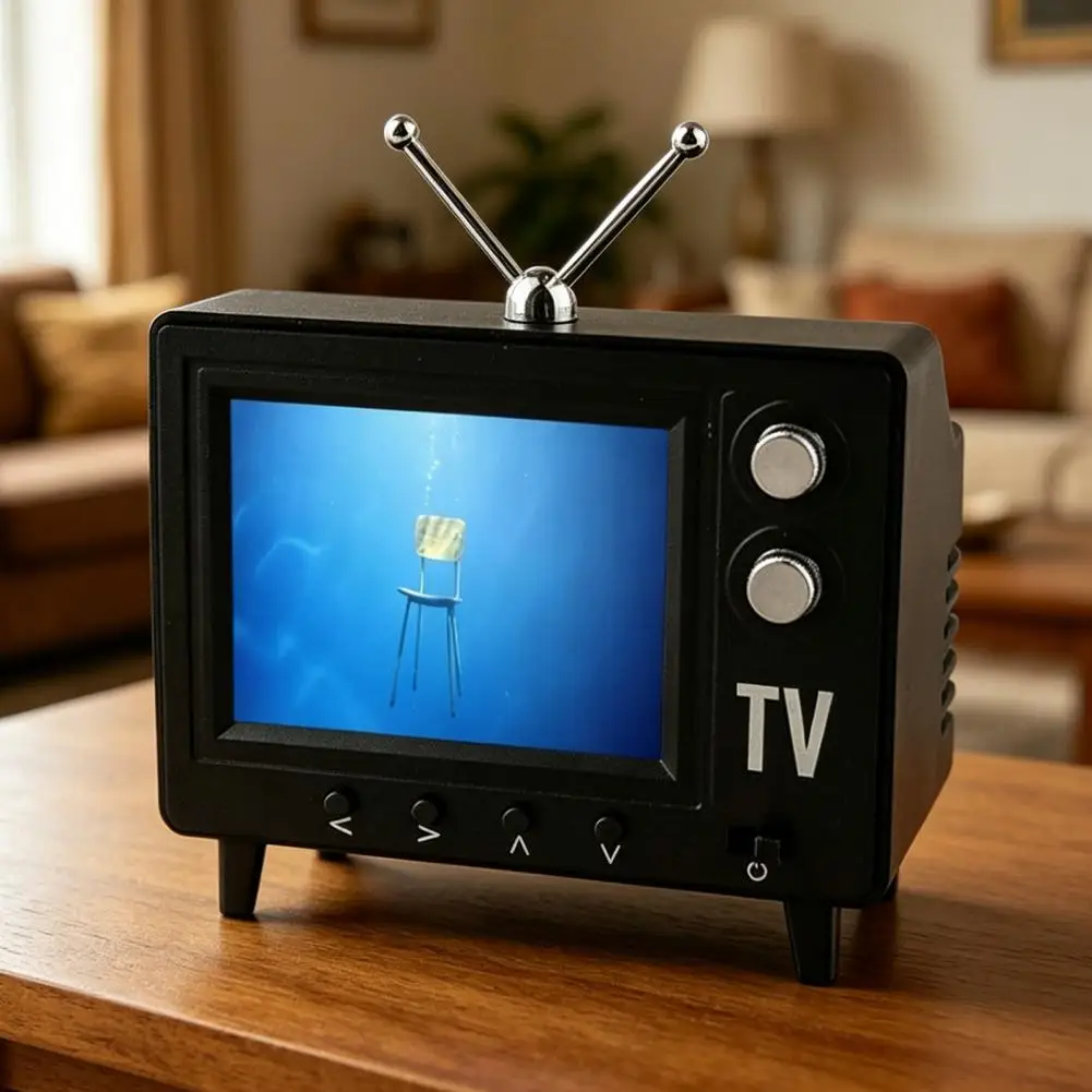 Mini Cartoon TV, Type-C Rechargeable Mini Retro TV Player with 8GB Memory, 1:12 Scale Dollhouse Miniature for Dollhouse Decor - view 2