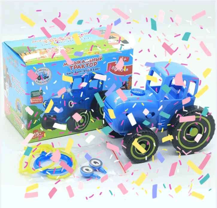 Farmer Blue Tractor Car Model Early Learning Educational Toy Cartoon Simulation Vehicle Kids Birthday Gift for Toddlers