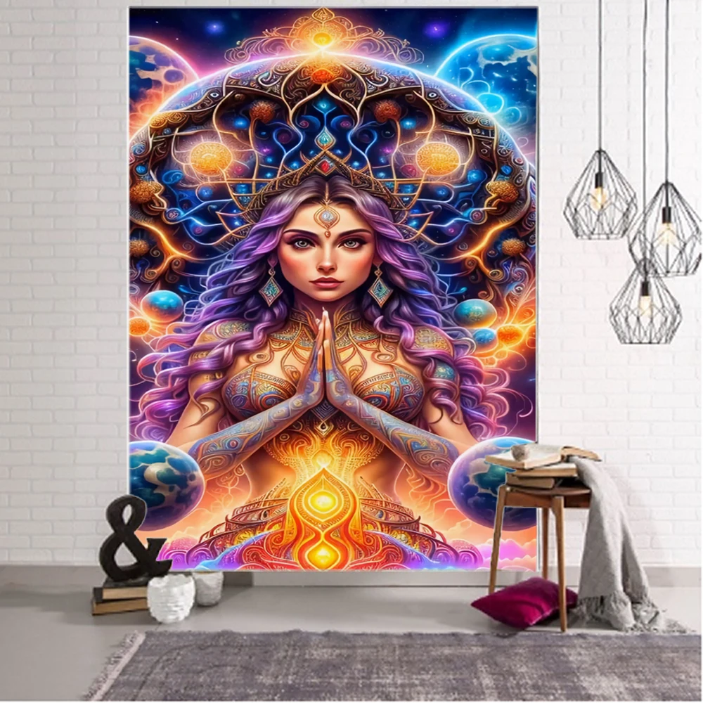 Psychedelic witchcraft, wizard mythology, illustration background decoration, hanging home background decoration
