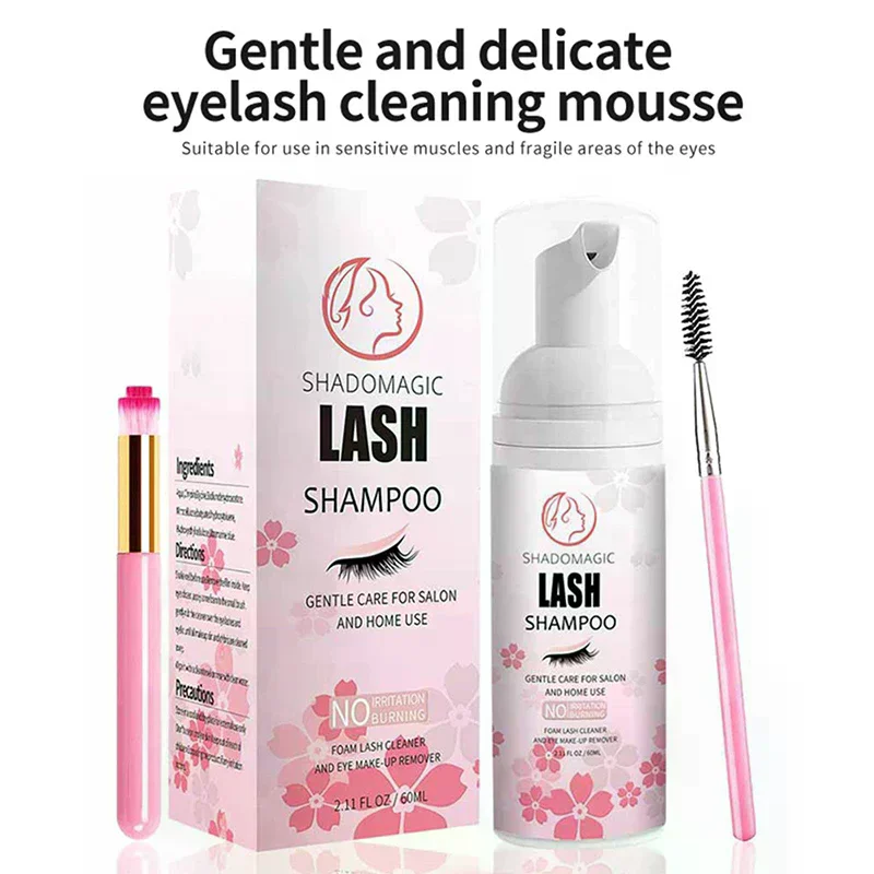 Fast Cleaning Lash Shampoo For Eyelash 60ML Mascara Wand Eyelid Foaming Cleansing, Extension Cleanser Remover