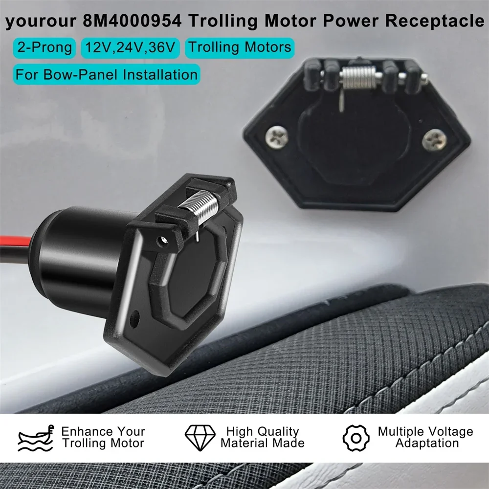 8M4000954 Stromanschluss für Trolling-Motor, 2-polig, 12V, 24V oder 36V Trolling-Motoren, für die Installation an der Bugplatte, von Angelzubehörlieferanten – Detail 4