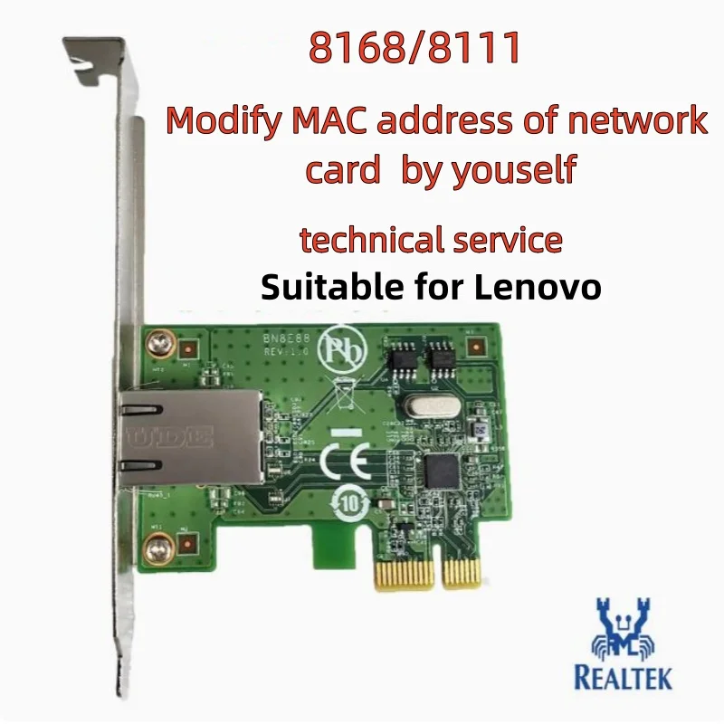 Realtek RTL8168 Ethernet card support modify specified MAC address 1000Mbps PCI-E network card for RTL 811,8168,8125 8153 chips