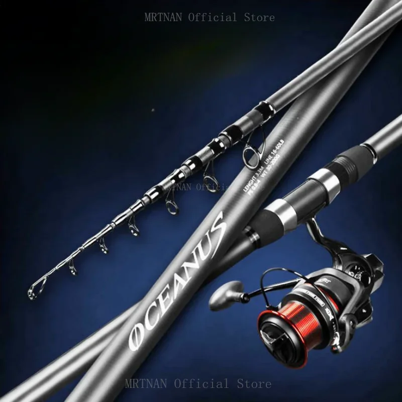 

Carbon Fiber Spinning Fishing Rod 2.1m/2.4m Super Light 5/6/7/8 Sections Telescopic Long Distance Handle Sea Pole Lure 30g-200g