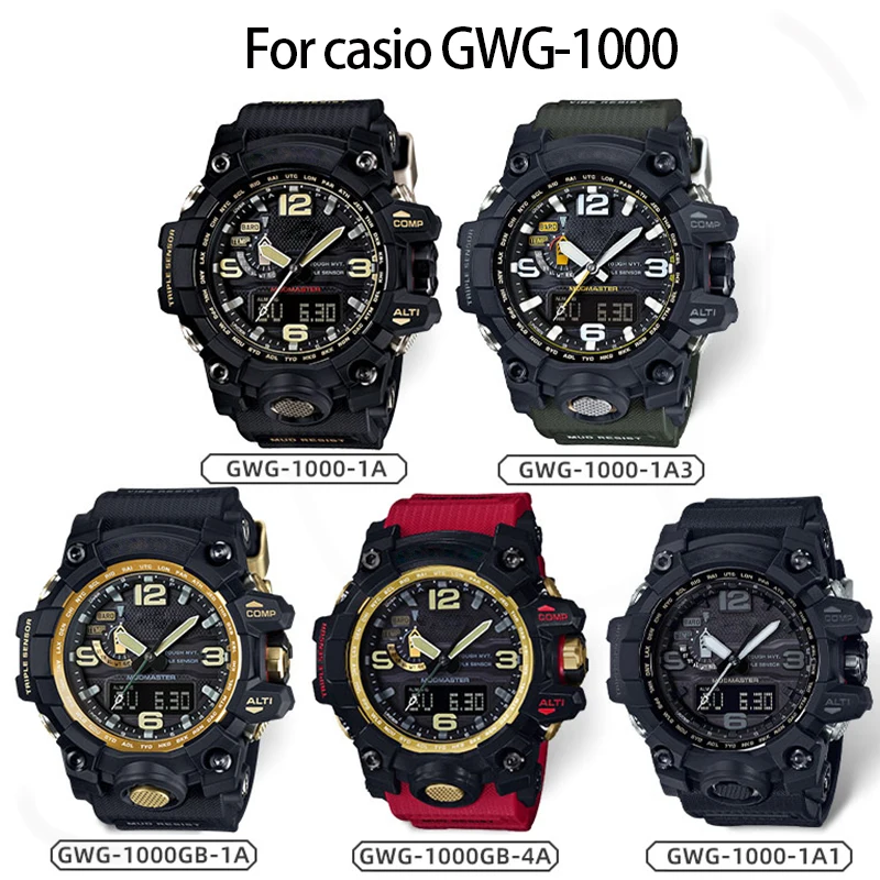 Resin Replacement Strap For Casio MUDMASTER GWG1000-1A3 Watch Wristband 3stars Stainless Steel Ring Watch Accessories