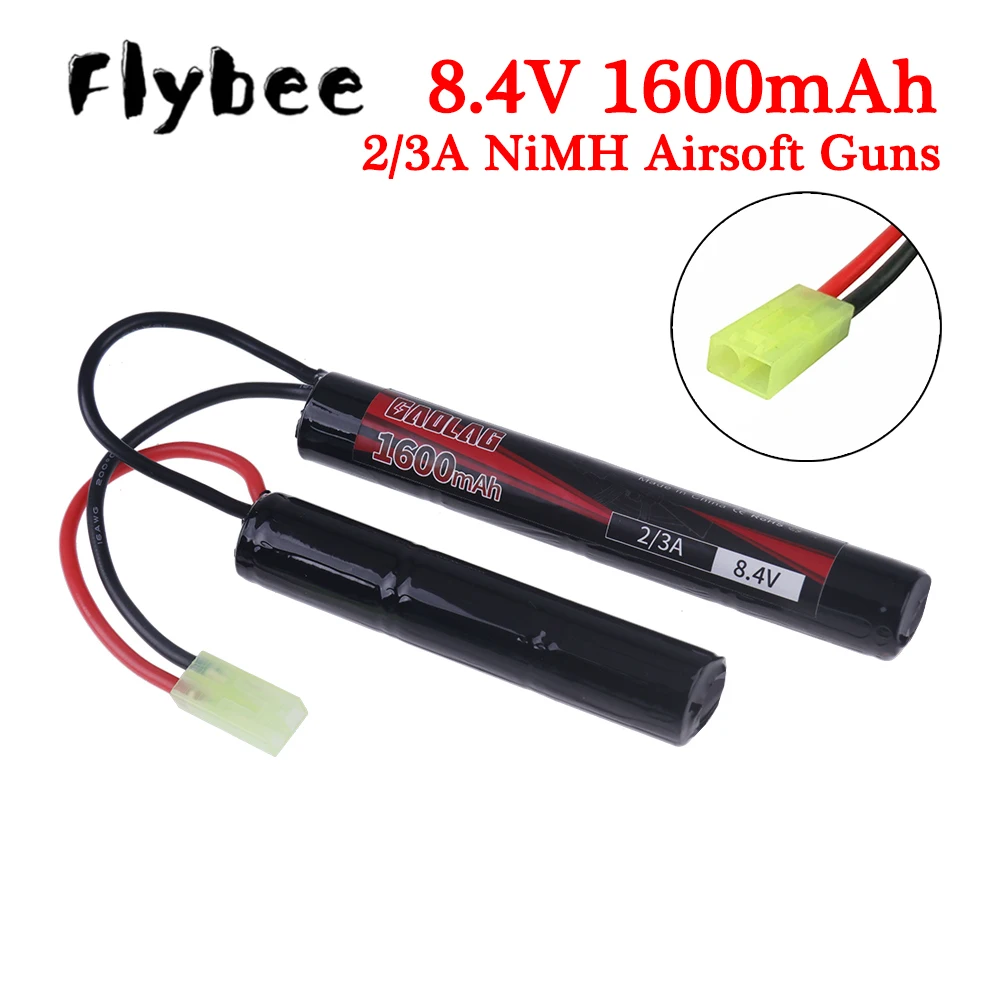 2/3A 8.4V Airsoft Battery 1600mAh NIMH Butterfly Nunchuck Battery Pack with Mini Tamiya Connector for Airsoft Guns Parts