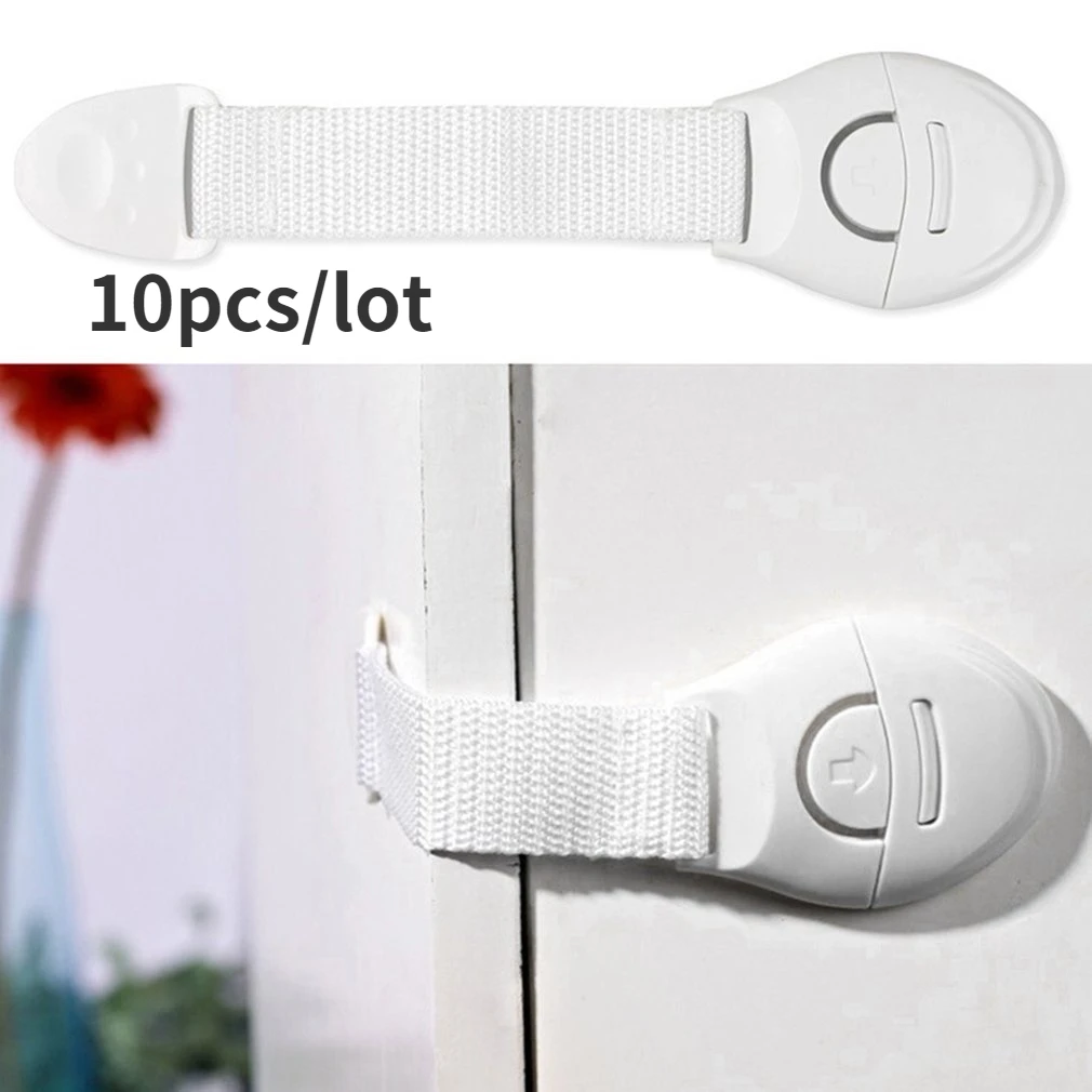 10Pcs Baby Safety Drawer Lock Anti-Pinching Hand Cabinet Drawer Locks Plastic White Safety Buckle for Children Kids Protection