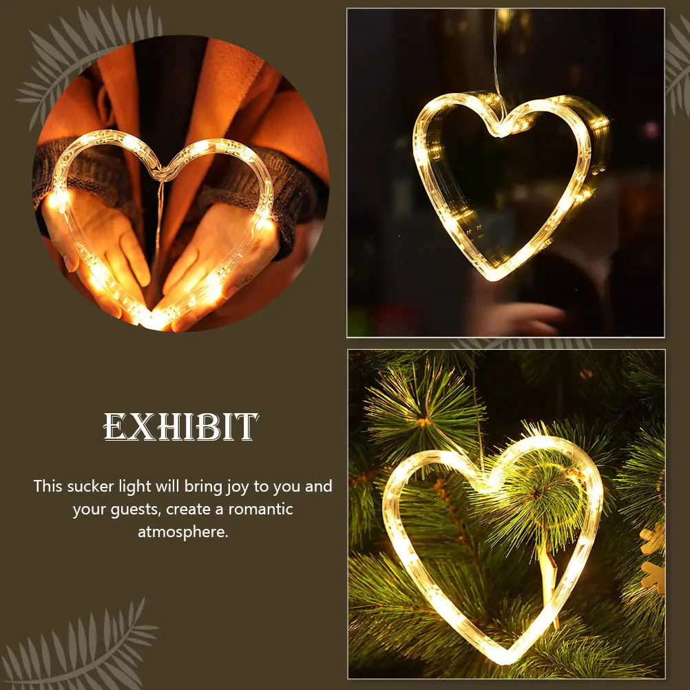 Luces LED de corazón grande con ventosa creativa, decoración romántica para el Día de San Valentín, ventosa en forma de corazón, decoración para festivales, 3 uds.