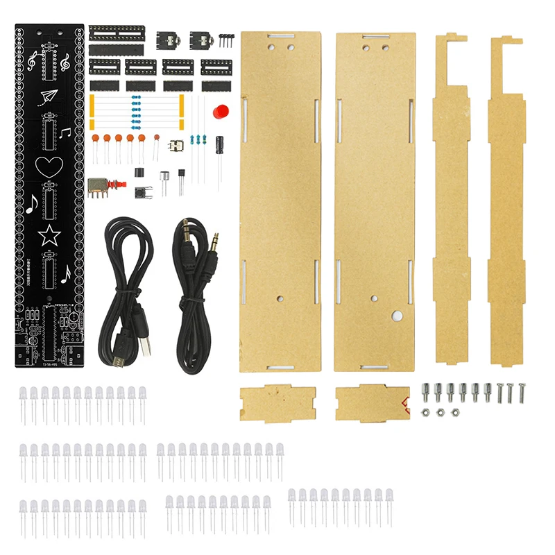Kit electrónico de espectro de música LED con Control de sonido, bricolaje, 32 segmentos RGB, 4 efectos espectrales, práctica de soldadura DIY, interfaz USB de 5V CC