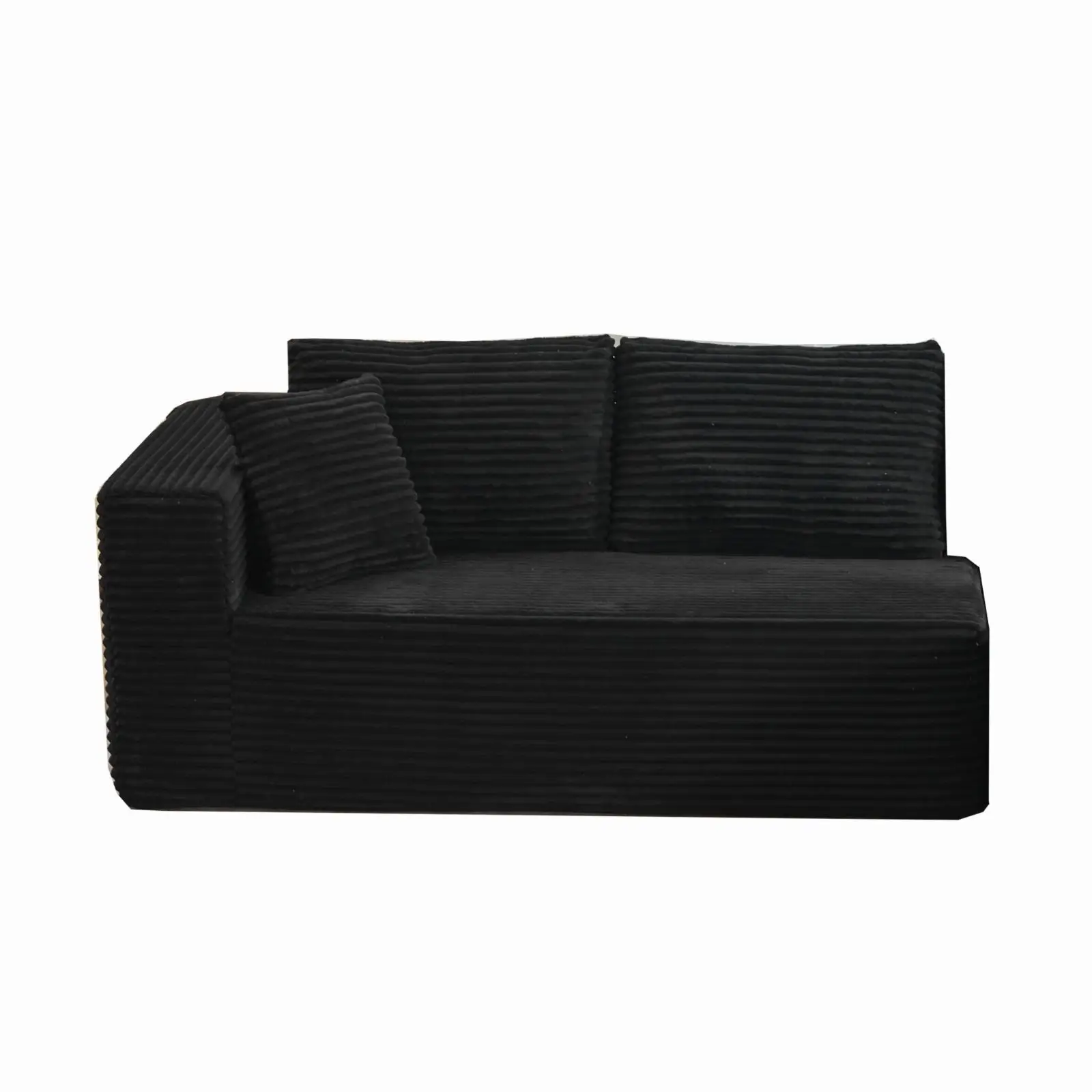 

Sectional Sofa Left Long Seat Black Corduroy Plush Modular Couch Set for Living Room Furniture and Apartments