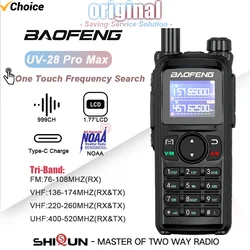 Baofeng UV-28 Pro Max Walkie Talkie Type-C Charge Tri-Band 999CH High Capacity NOAA One Touch Frequency Search Two Way Ham Radio
