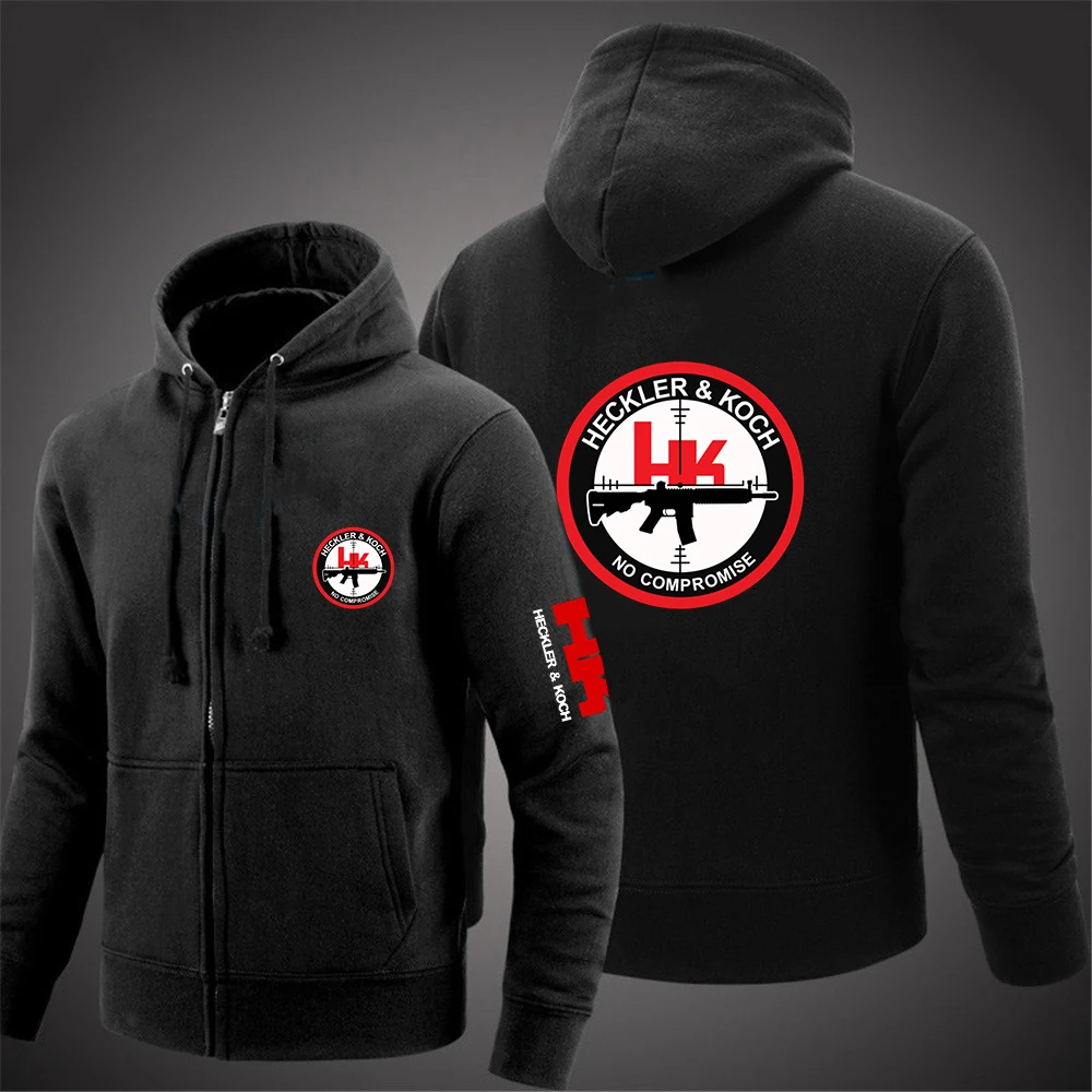 Hk Heckler Koch Sem Compromiso 2025 Homens Primavera Outono Cor Sólida Zíper Pulôver Jaqueta Casual Esportes Ao Ar Livre Sweatshir
