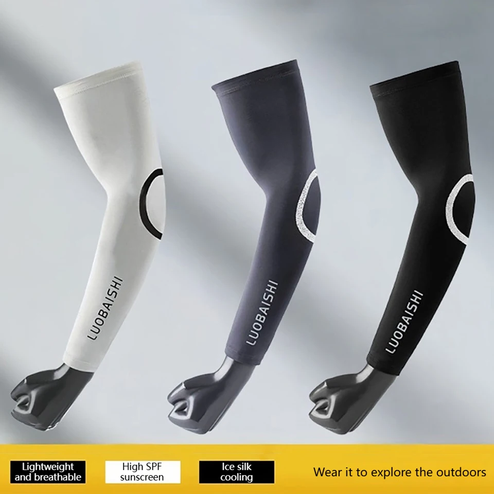

Ice Silk Arm Sleeves Men Women Summer Cycling UV Protection Arm Covers Driving Elastic Hiking Running Breathable Golf Sun Sleeve