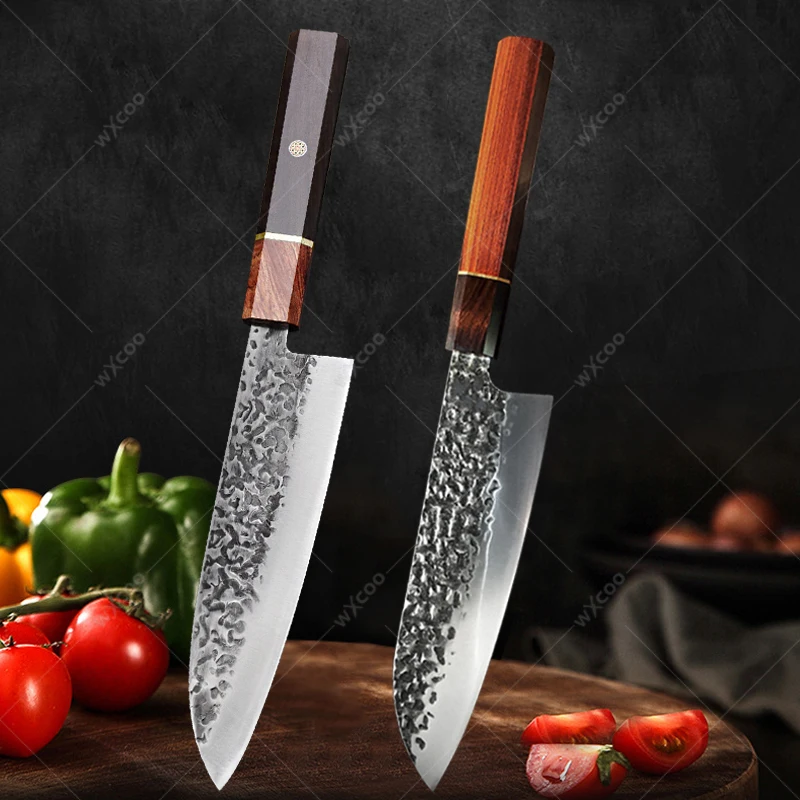 

WXCOO Hand Forged Hammered Meat Cleaver Kitchen Knives Stainless Steel Japanese Chef Knife Boning Knife Sharp Meat Cleaver