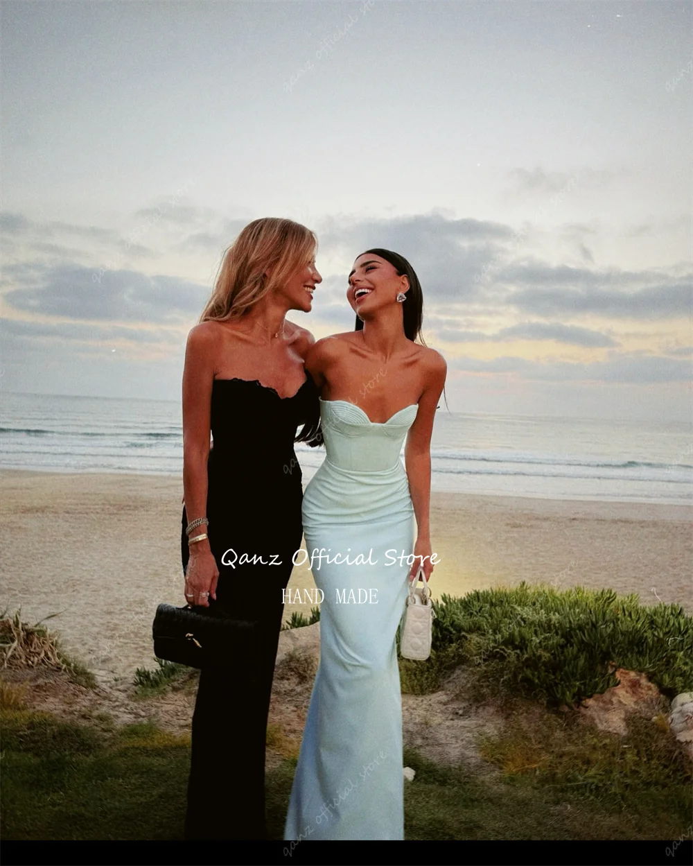 Qanz Elegant Women Mermaid Prom Dresses Sweetheart Formal Dresses Woman Backless Blue Evening Dresses Luxury Party Customized image 5