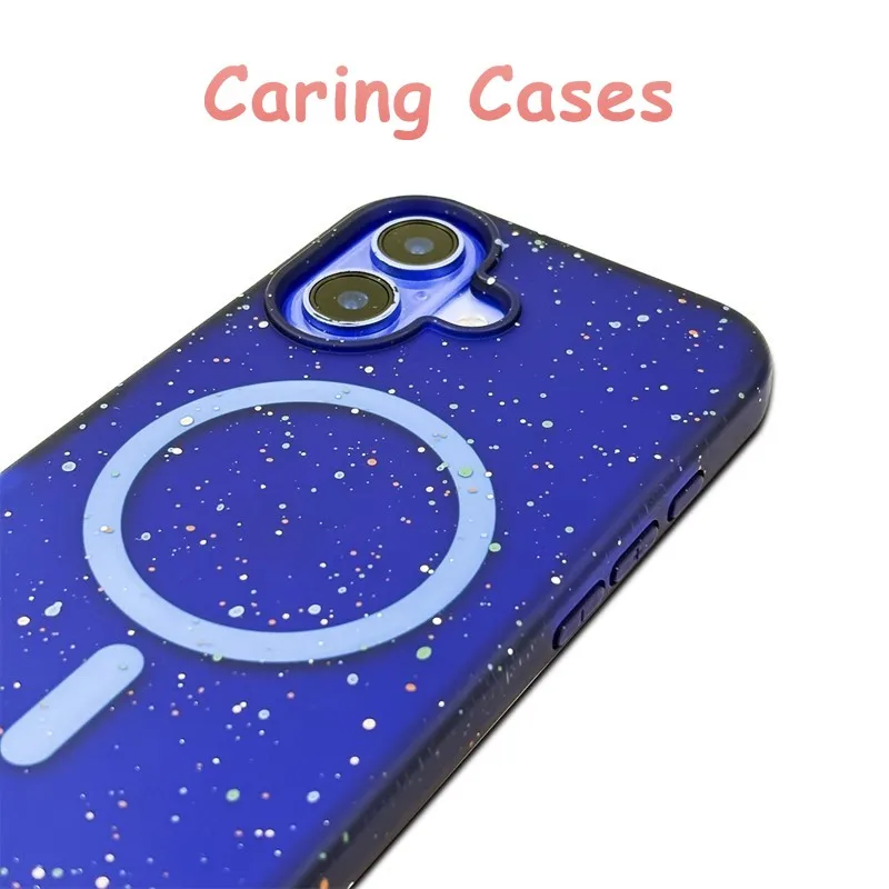 حافظة لهاتف آيفون 17 برو ماكس بيضاء مرقطة MagSafe غير لامعة مقاومة للصدمات ذات ملمس كبير متوافق مع آيفون 16 15 14 13 12 #3