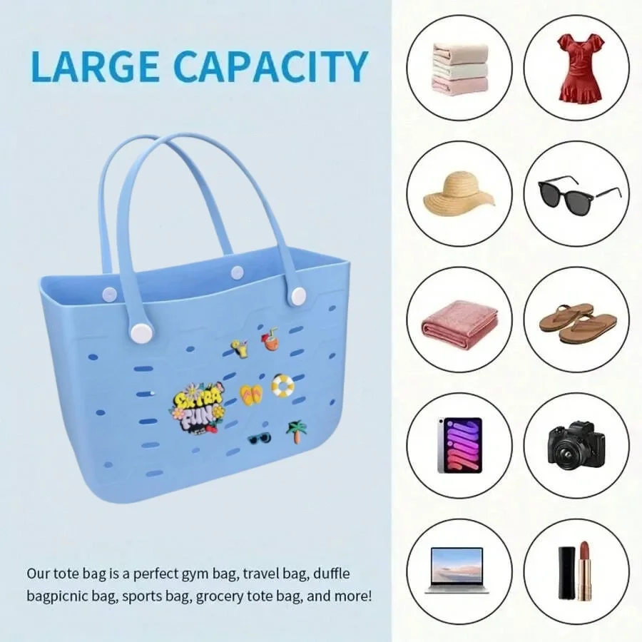 M/L/XL حقيبة شاطئية موضة إيفا مطاط مقاوم للمياه نزهة سلة التخزين السفر حقيبة يد للتسوق المرأة الكتف بلون حمل حقيبة