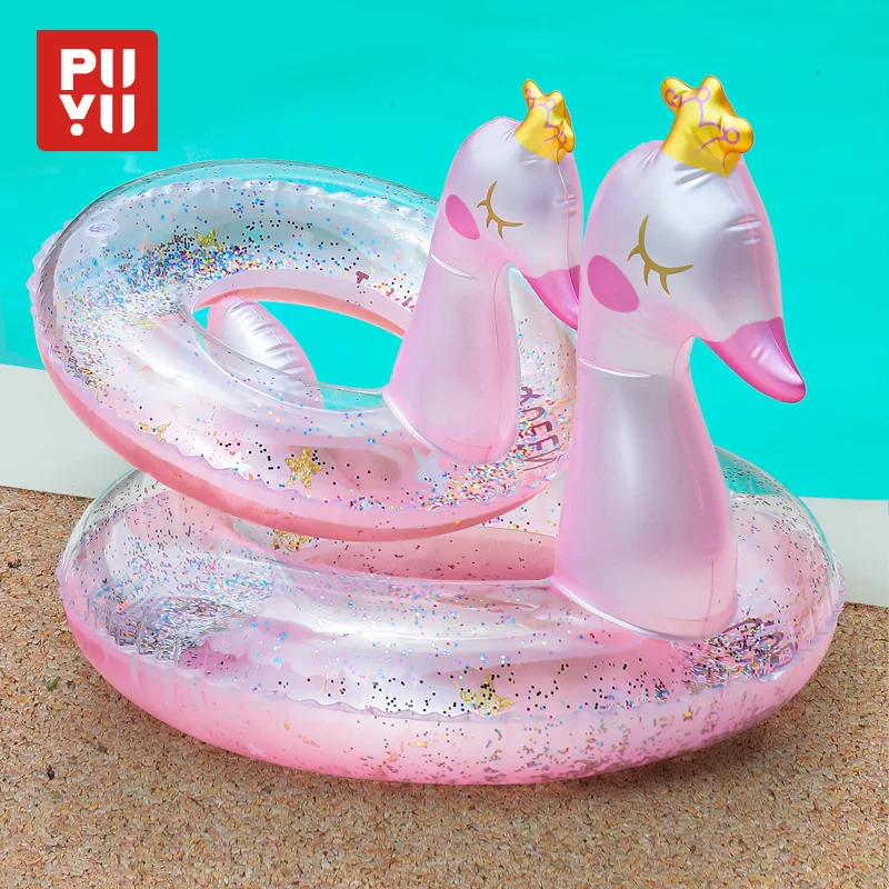 Sequin Pink Swan Swimming Ring Crown Three-dimensional Seat